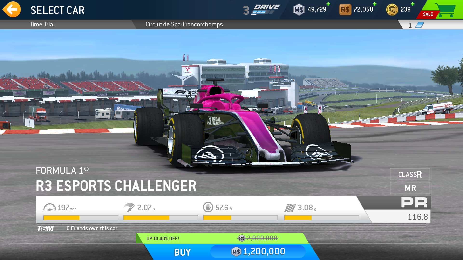 Real Racing 3 F1 Car Purchase Pic