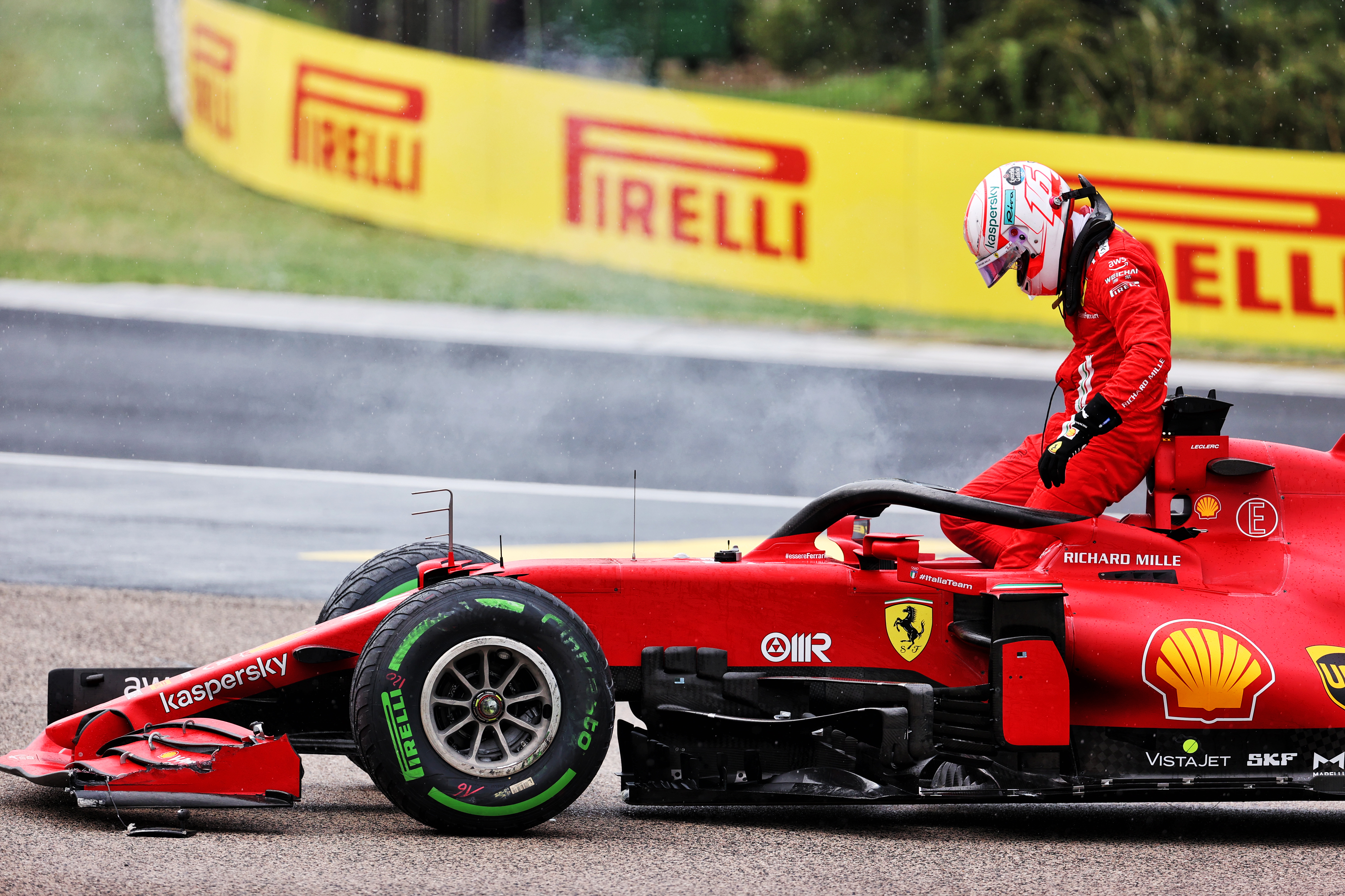 Charles Leclerc Ferrari damage Hungary 2021