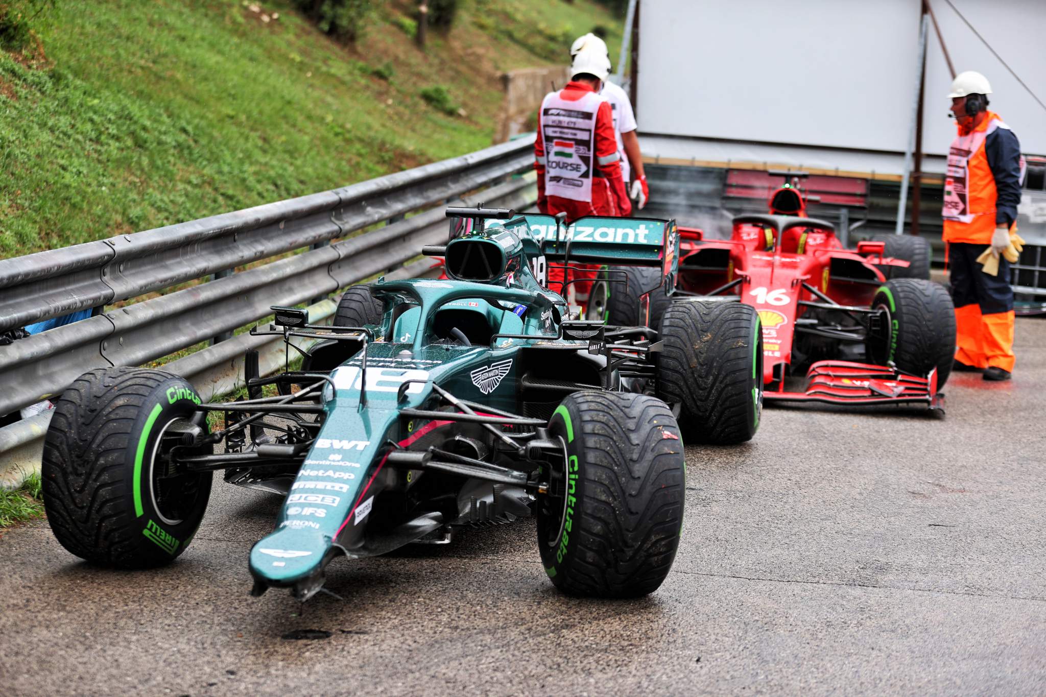 Lance Stroll Aston Martin Charles Leclerc Ferrari Hungary 2021 damage