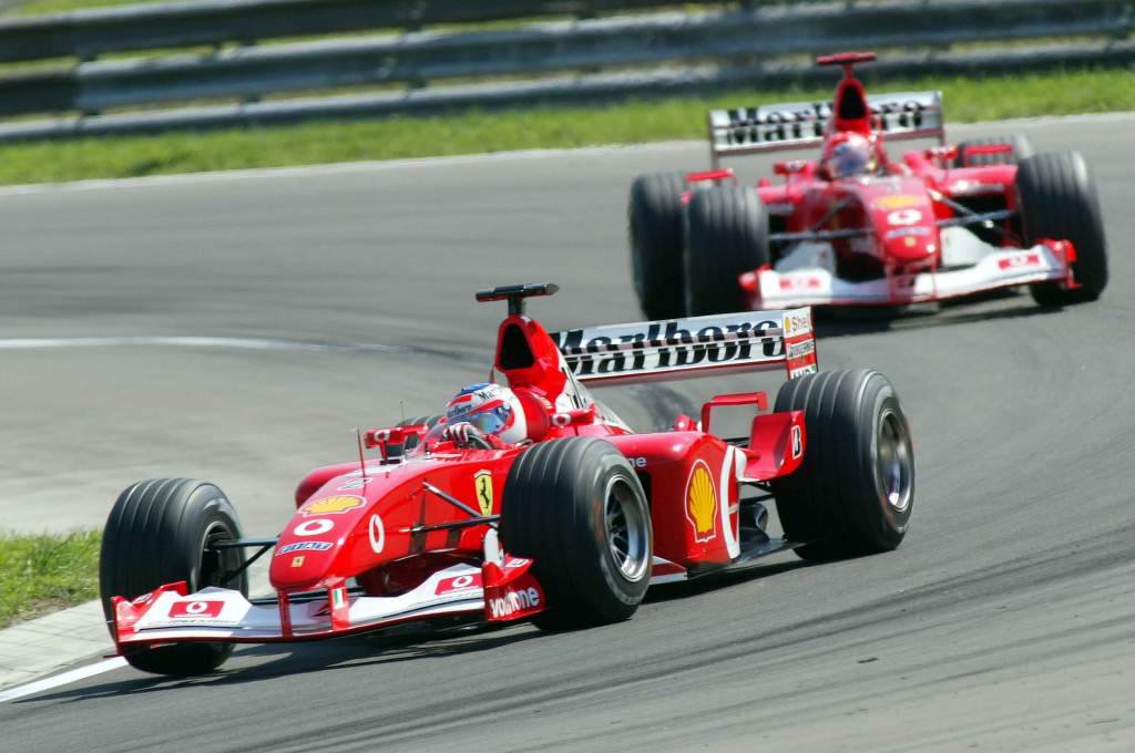 F1 In Budapest, Rennen Am Sonntag, Rubens Barrichello (ferrari) Vor Michael Schumacher (ferrari)...