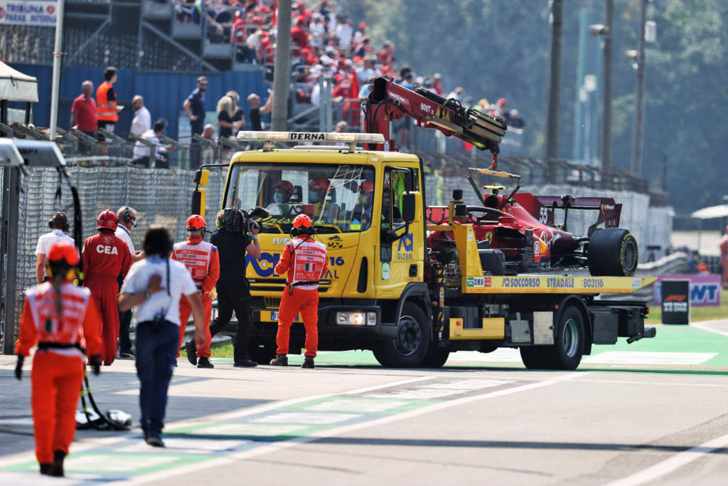 Carlos Sainz Ferrari Monza practice crash 2021