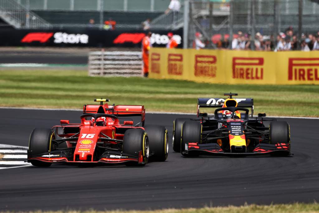 Charles Leclerc in Verstappen's wake. 