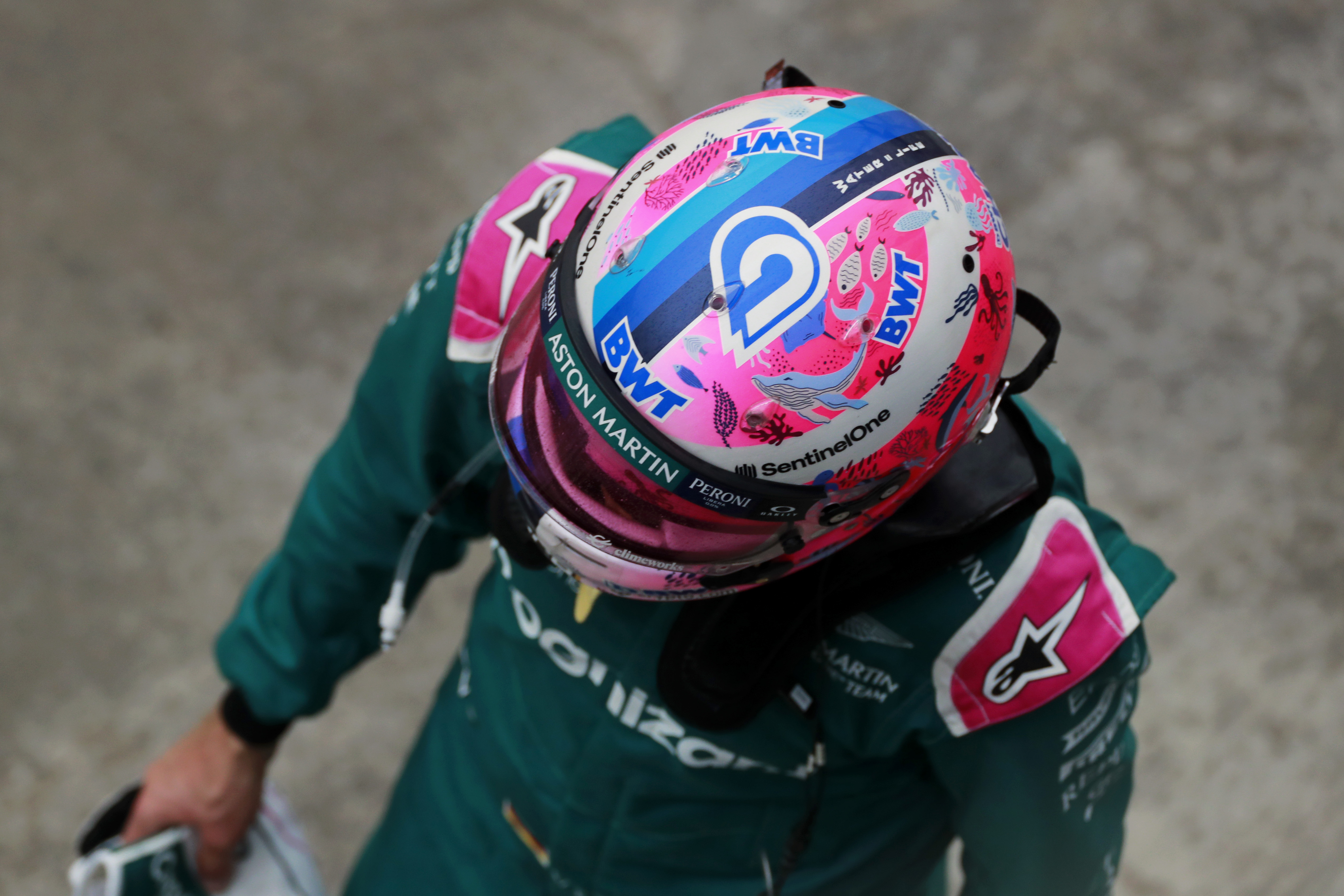 Sebastian Vettel, Aston Martin, In Parc Ferme