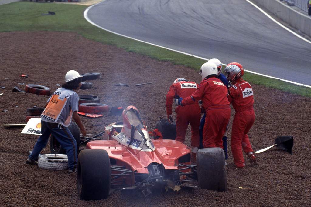 Gerhard Berger Ferrari Brazilian GP crash F1