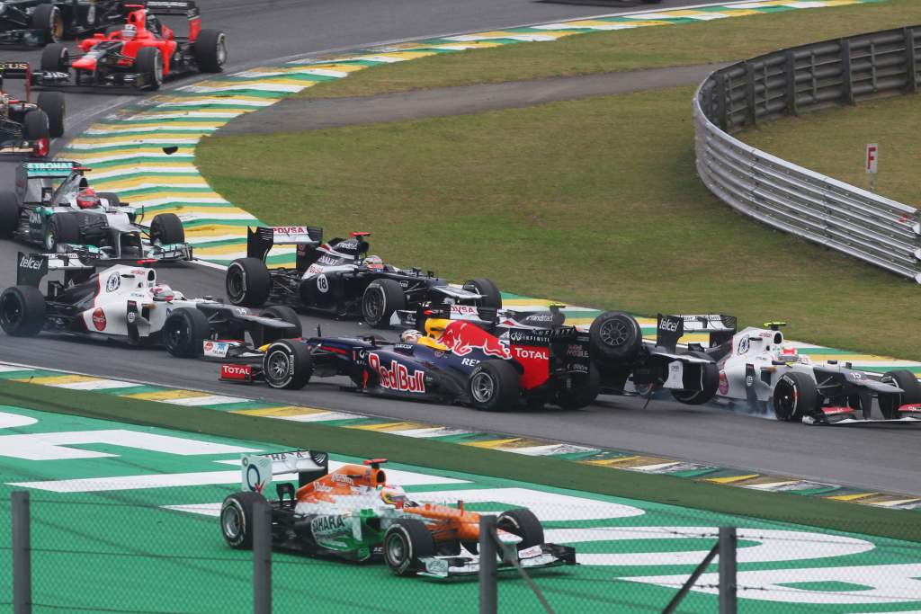 Sebastian Vettel Bruno Senna crash Brazil F1 2012