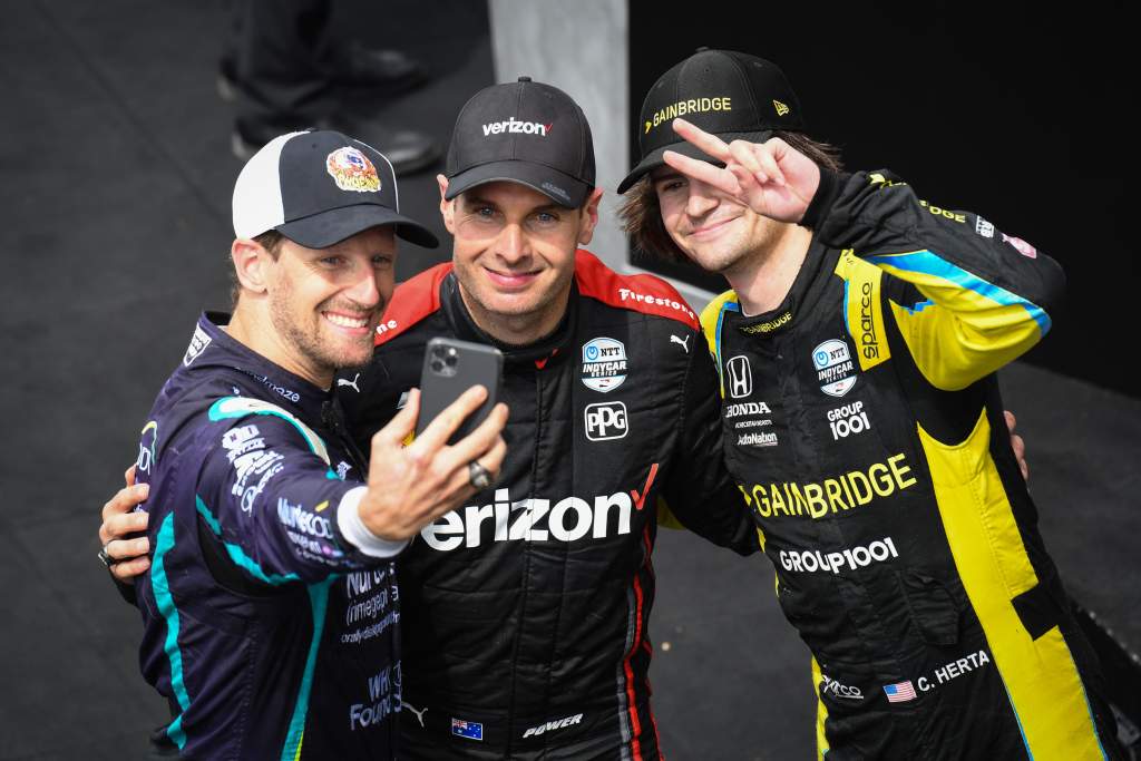 IndyCar podium Romain Grosjean Will Power Colton Herta