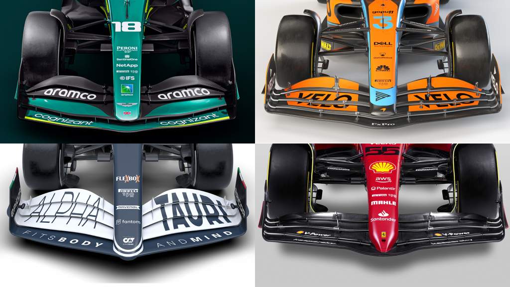 F1 front wings Aston Martin McLaren AlphaTauri Ferrari