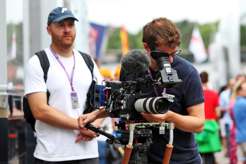 Mercedes AMG F1 being filmed by the Netflix production 'Drive to Survive'