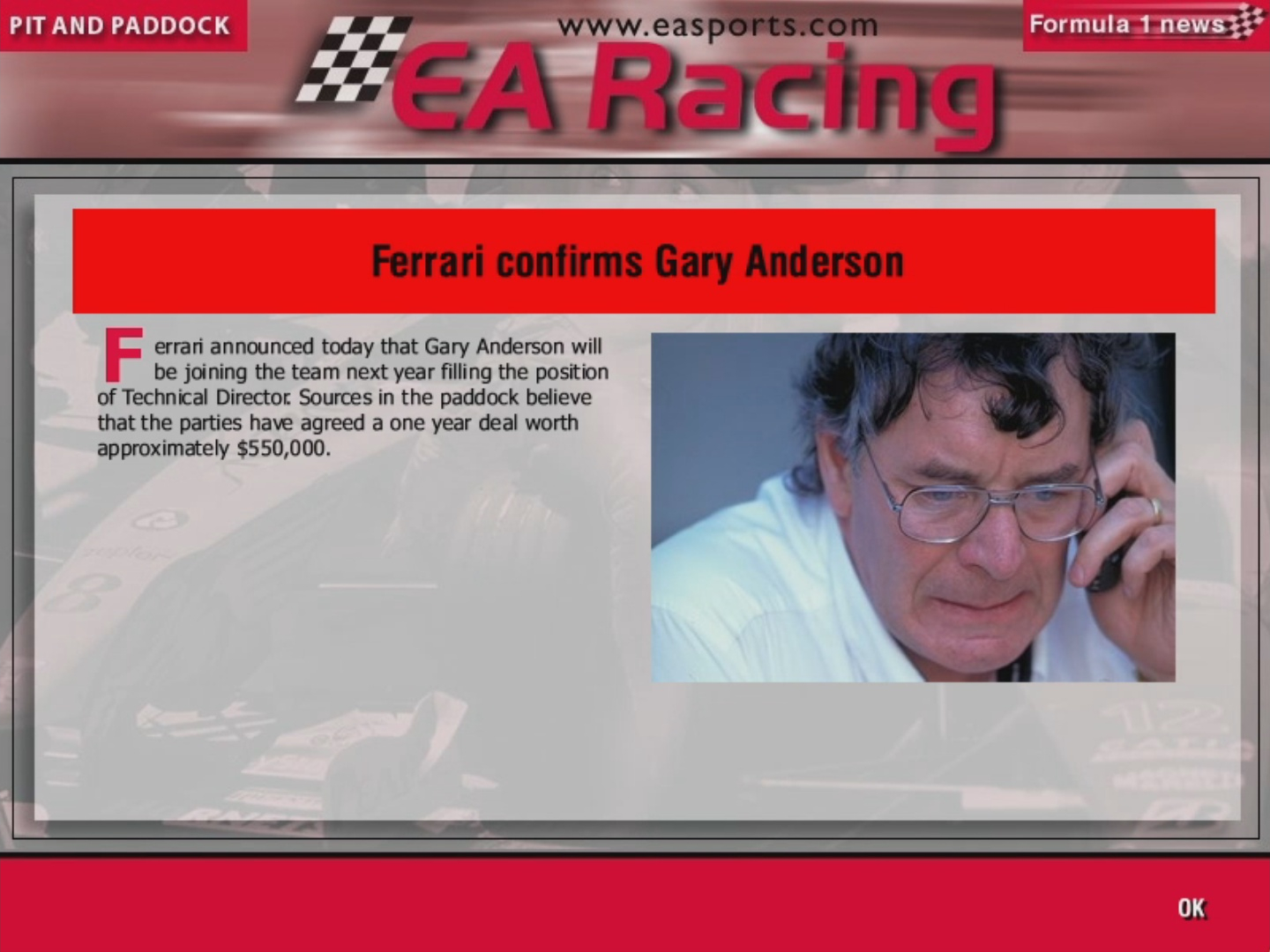 Ea F1m Gary Anderson Joins Ferrari Pic R