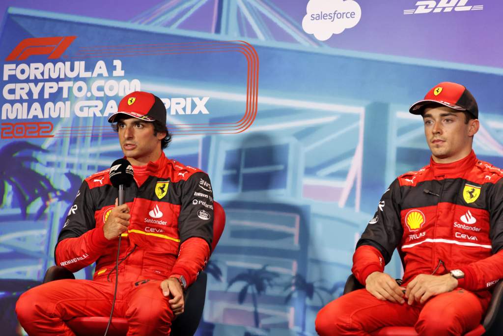 Carlos Sainz Charles Leclerc Ferrari F1 Miami GP