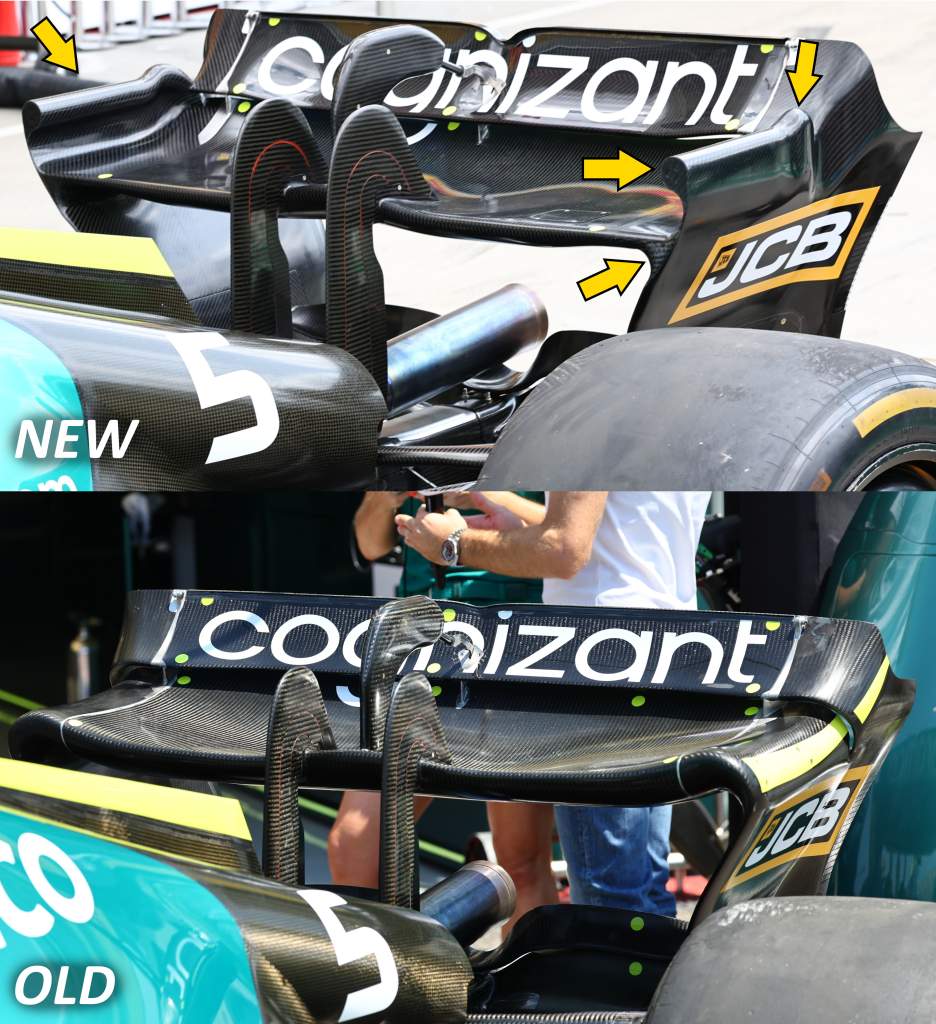 Aston Martin rear wing comparison F1