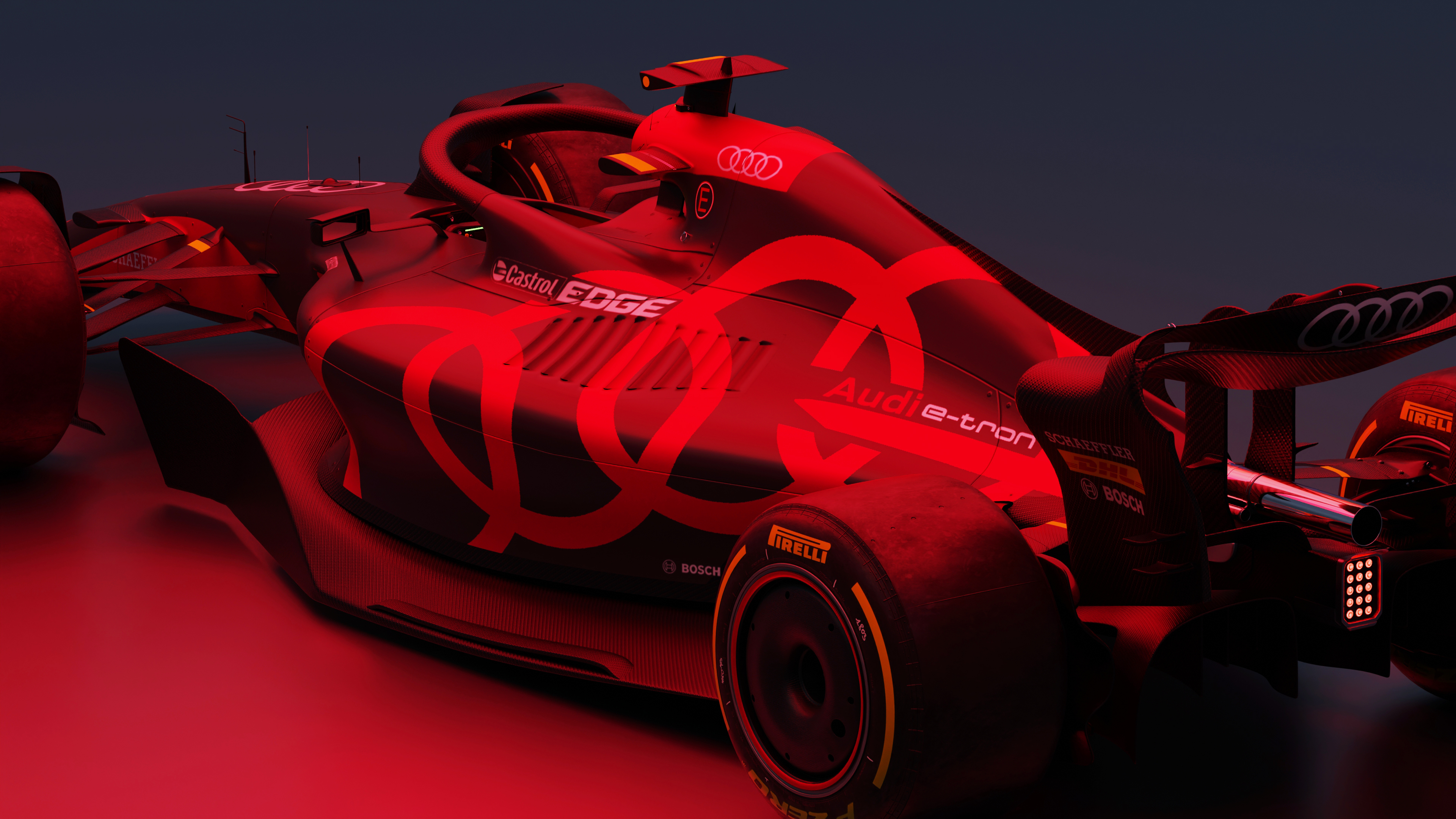 Audi F1 Render Red Environment Rear 3q