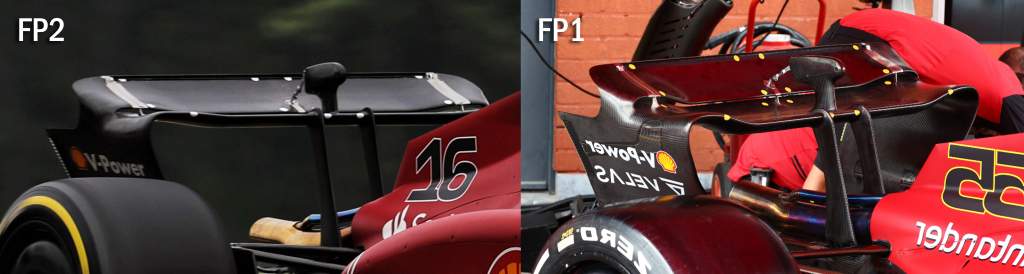 Ferrari F1 rear wing comparison