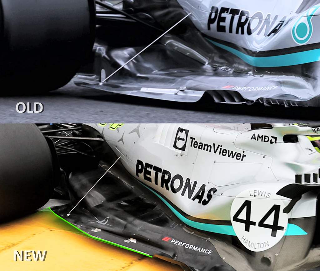 Mercedes F1 floor comparison