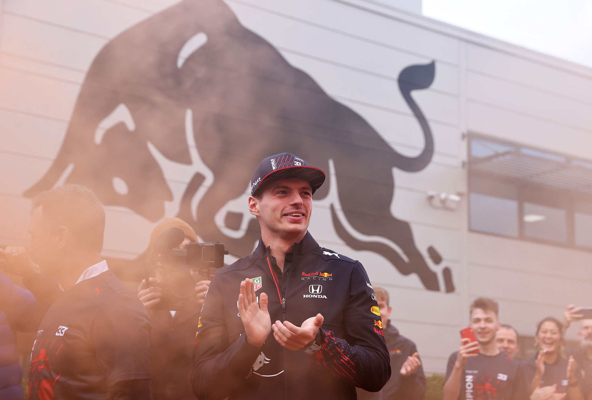 F1 World Champion Max Verstappen Celebrates At Red Bull Racing Factory