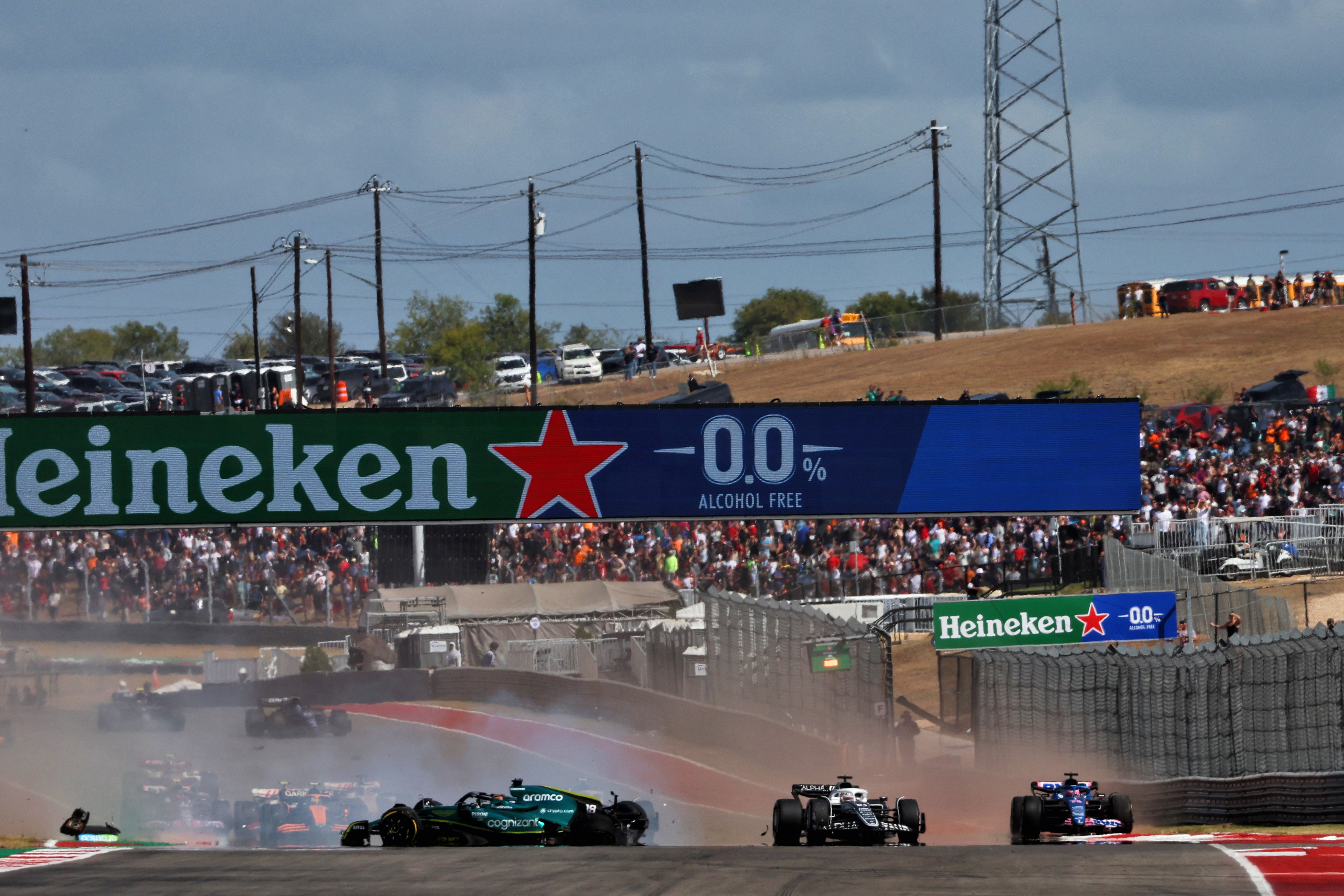 US GP F1 Lance Stroll Fernando Alonso crash