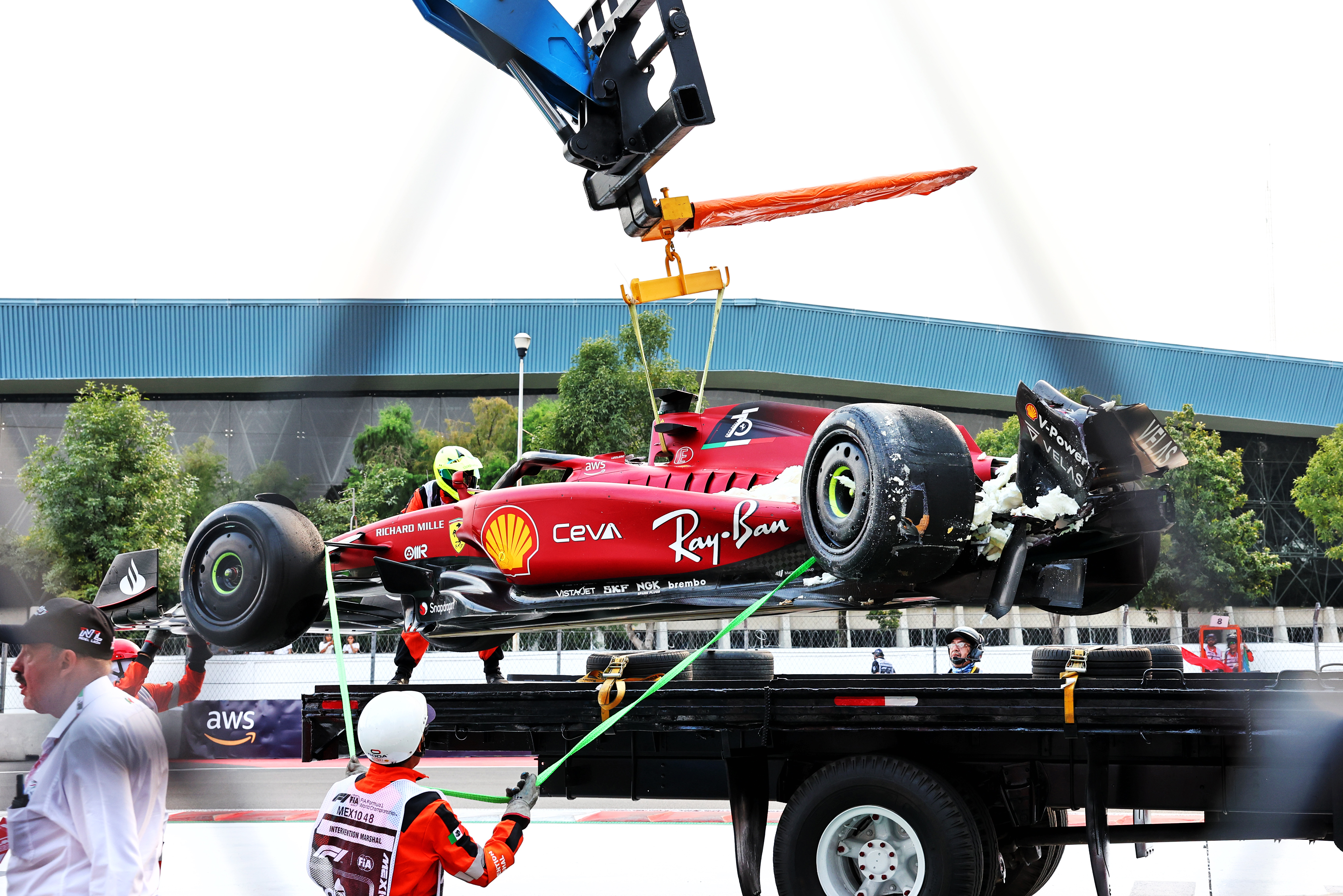 Charles Leclerc crashed Ferrari F1