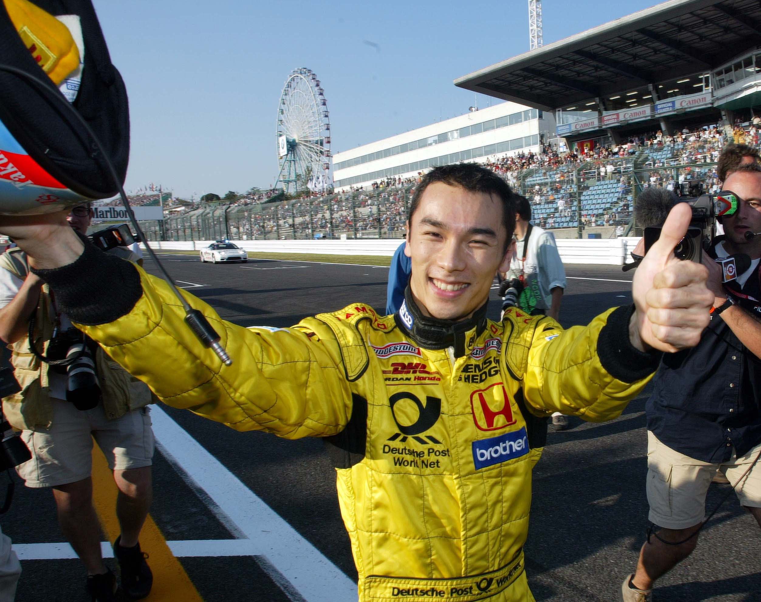 Archivbild Von 2002, Takuma Sato (jordan Honda, Ej12, Nr. 10) Jubelt....