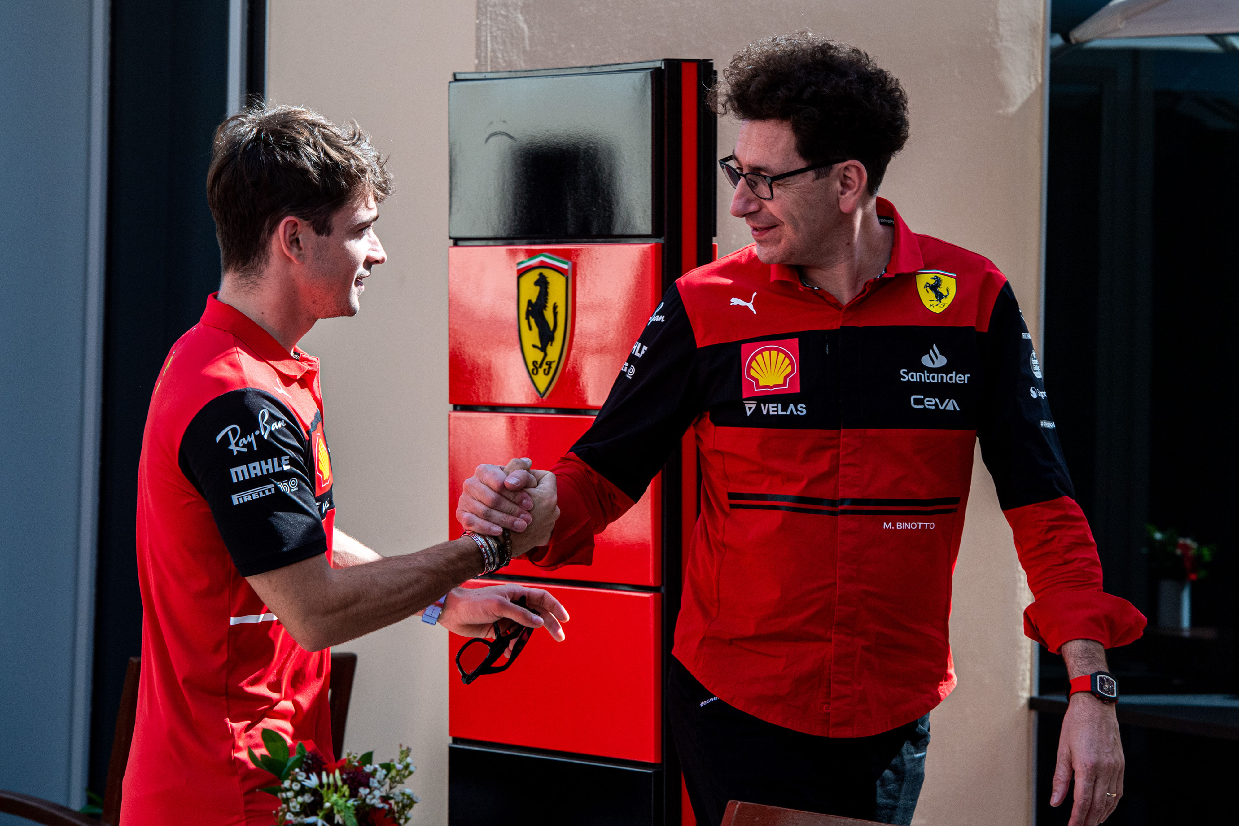 Mattia Binotto Charles Leclerc Ferrari F1