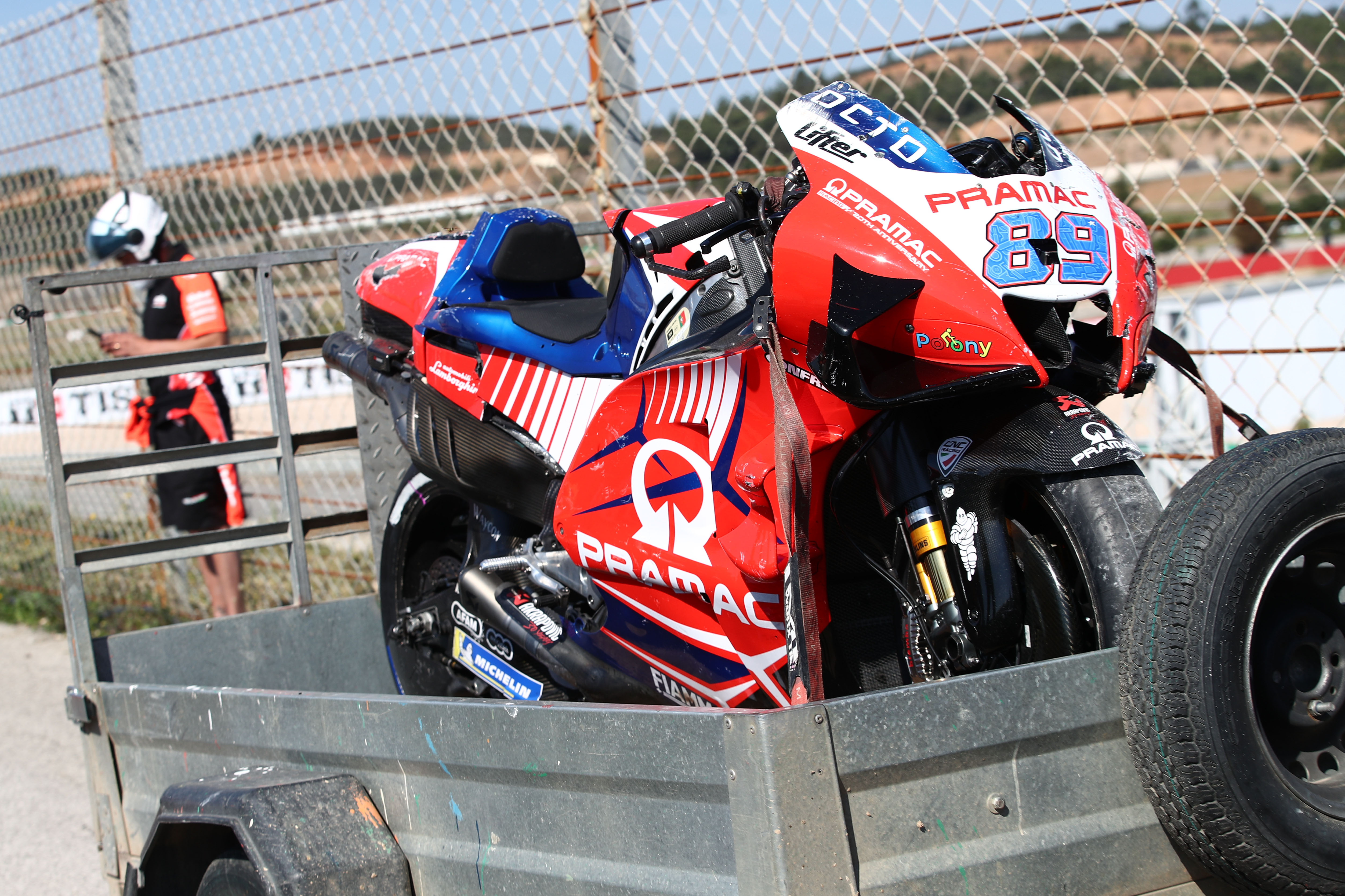 Jorge Martin Pramac Ducati crashed bike Portimao MotoGP