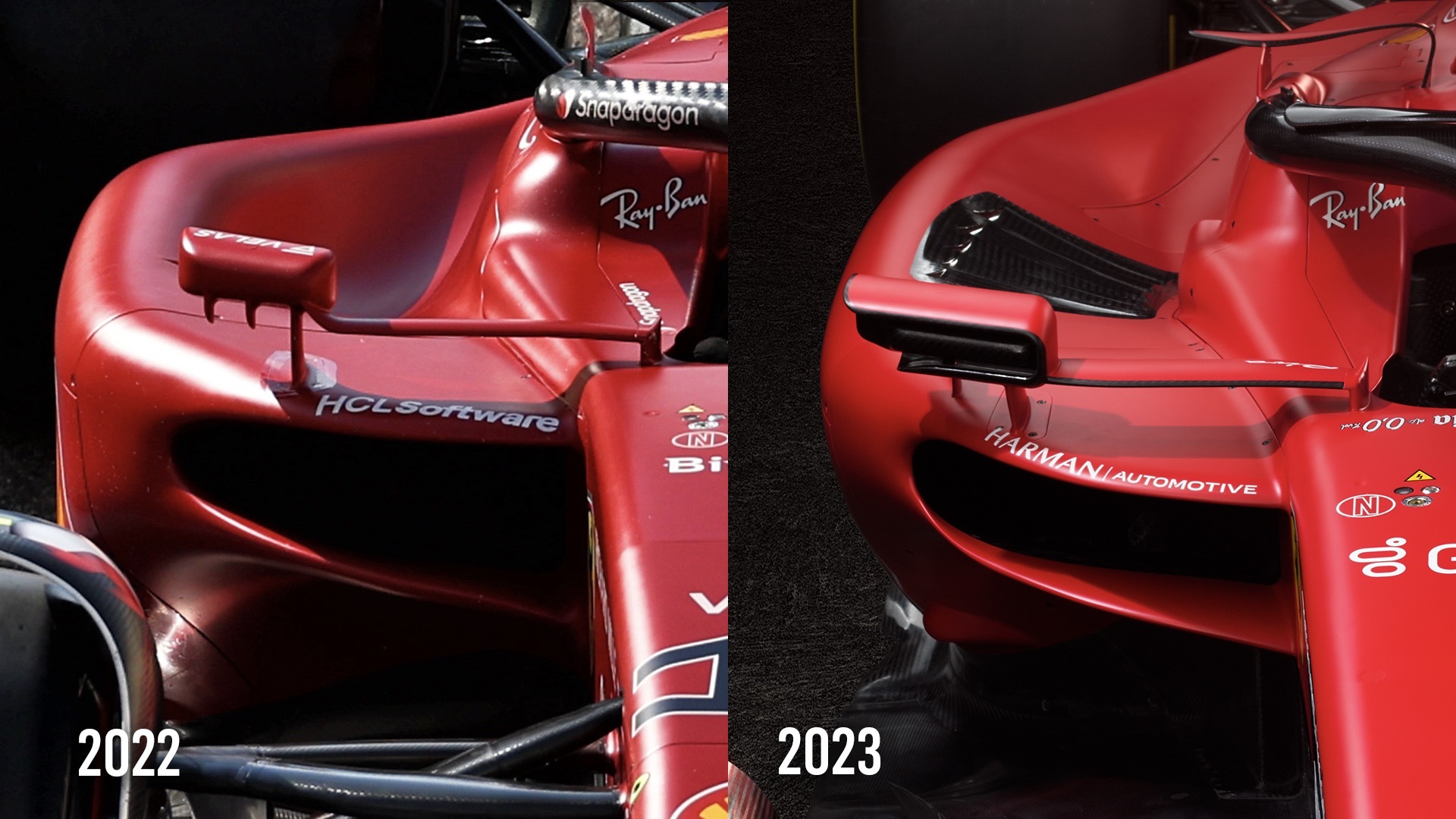 Scuderia Ferrari  2022 vs 2023 Here's how the SF-23 compares with the F1-75  : r/formula1