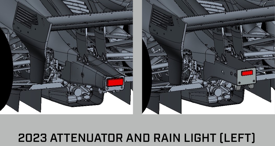 IndyCar 2023 attenuator and rain light