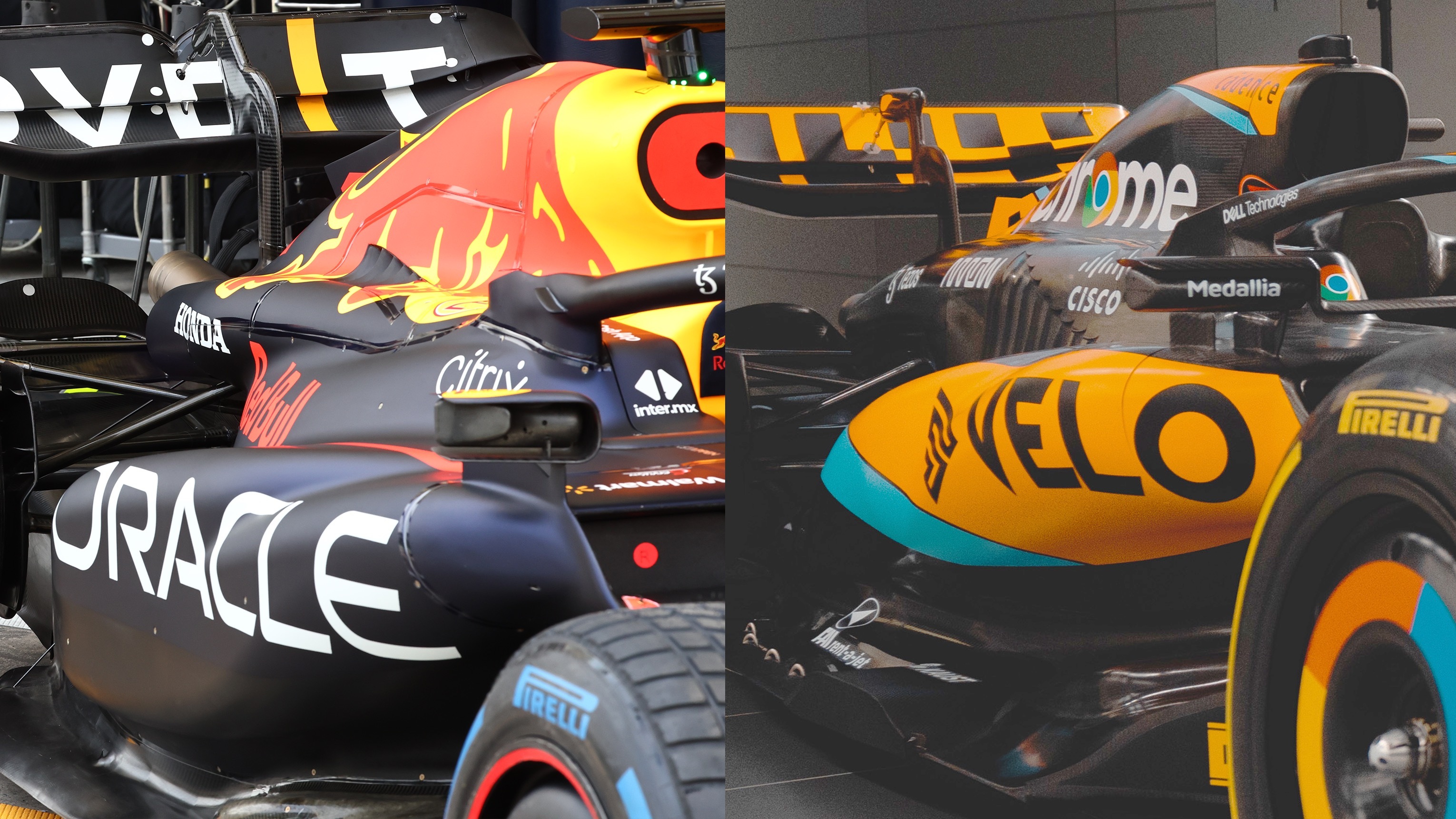 Red Bull McLaren F1 sidepod comparison