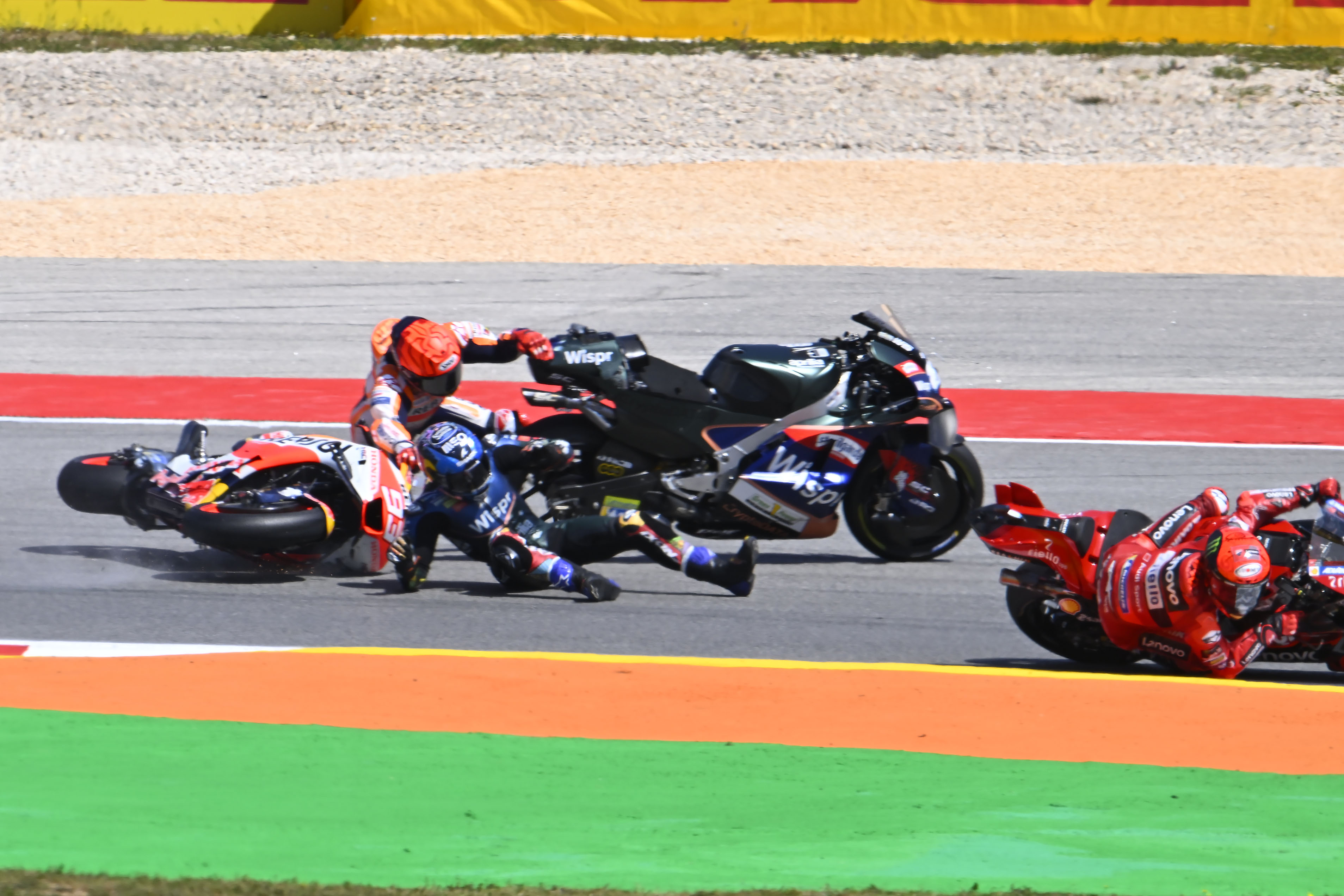 Marc Marquez Honda Miguel Oliveira RNF Aprilia MotoGP Portimao crash