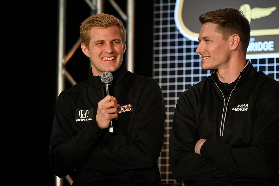 Marcus Ericsson And Josef Newgarden At Indy 500 100 Days Out Fan Party By James Black Referenceimagewithoutwatermark M73955 (1)