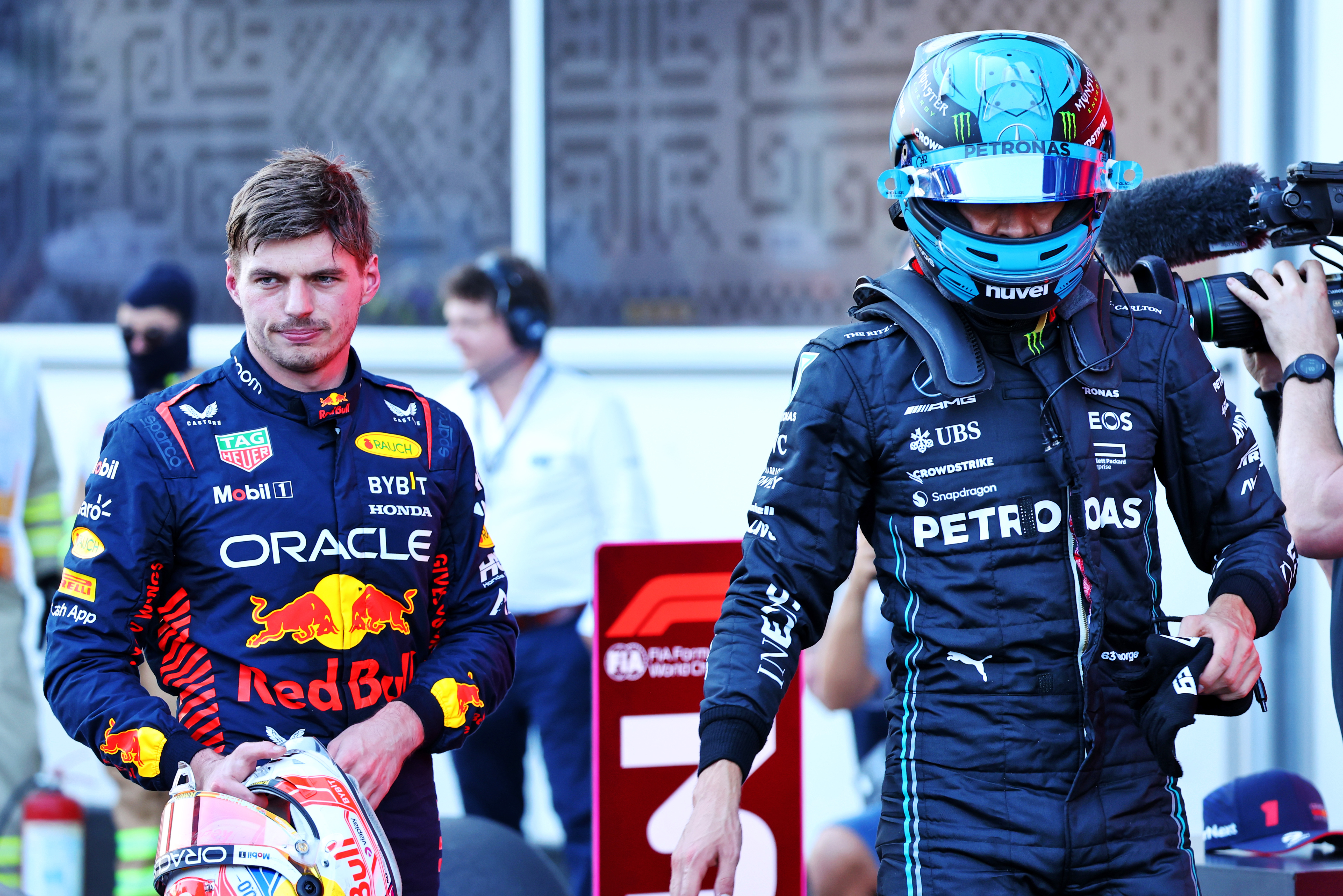 Max Verstappen Red Bull George Russell Mercedes Baku F1