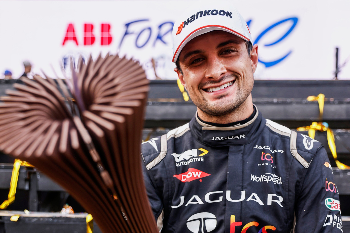 Mitch Evans, Jaguar Tcs Racing, 3rd Position, With His Trophy