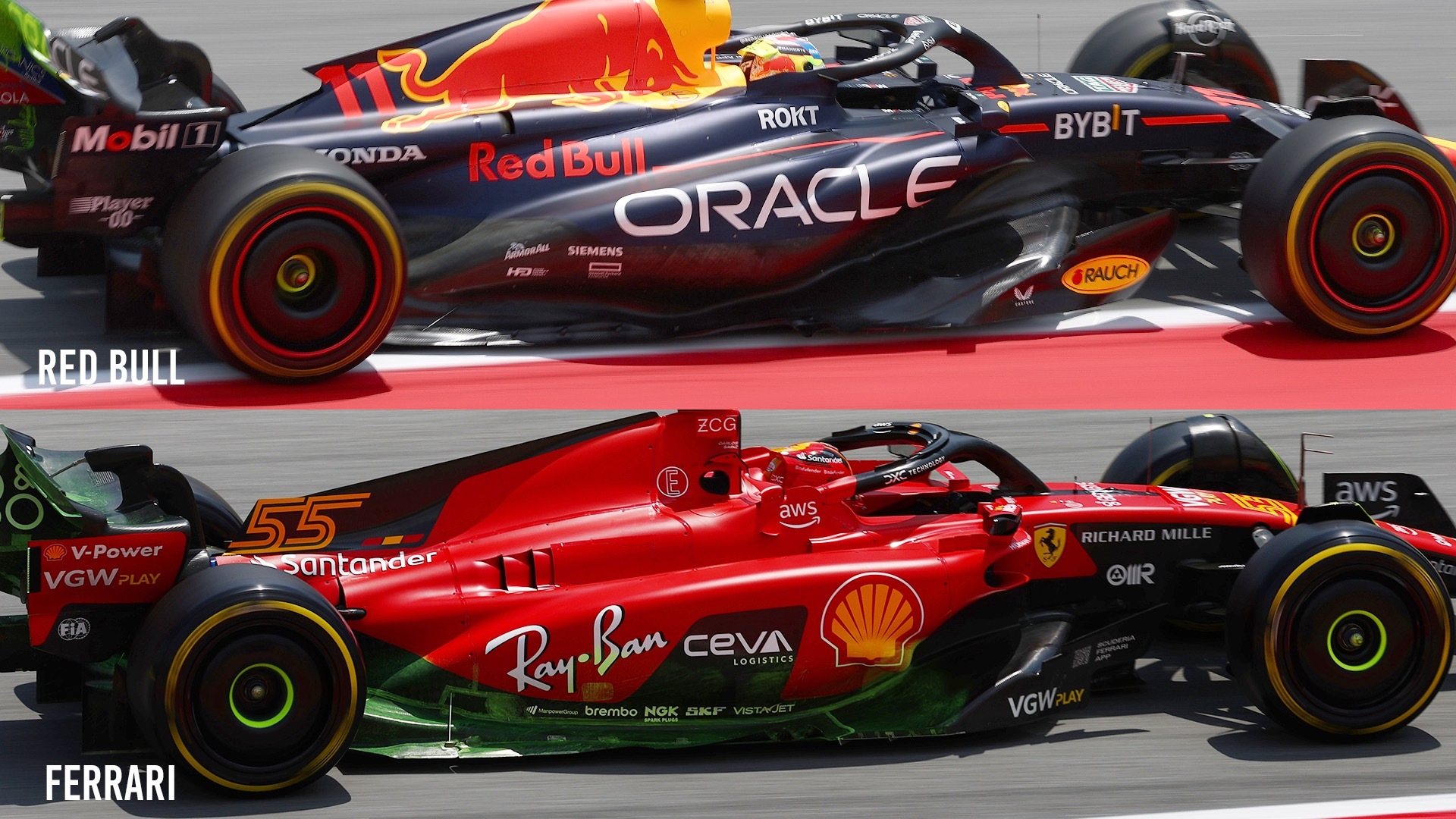 Red Bull RB19 Ferrari SF-23 F1 Spanish GP