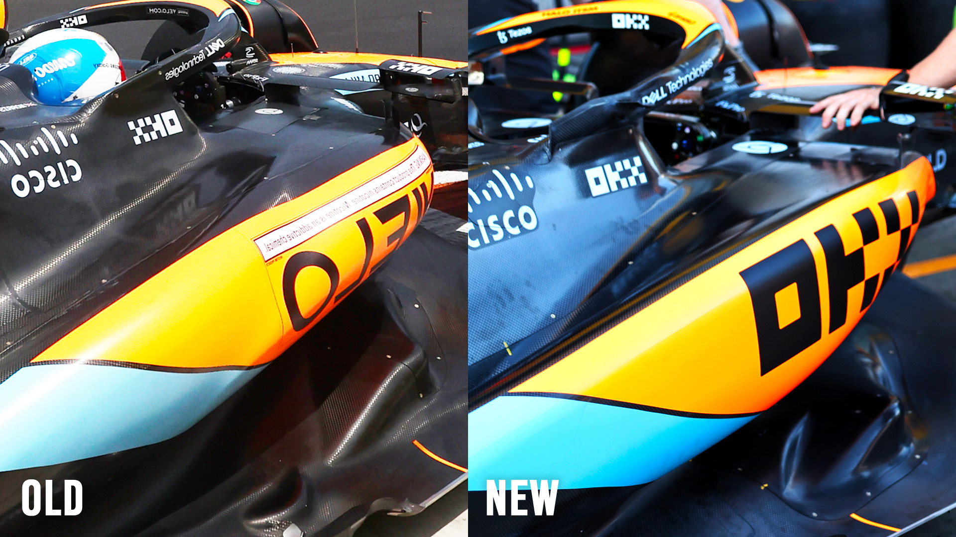 McLaren MCL60 F1 upgrade comparison