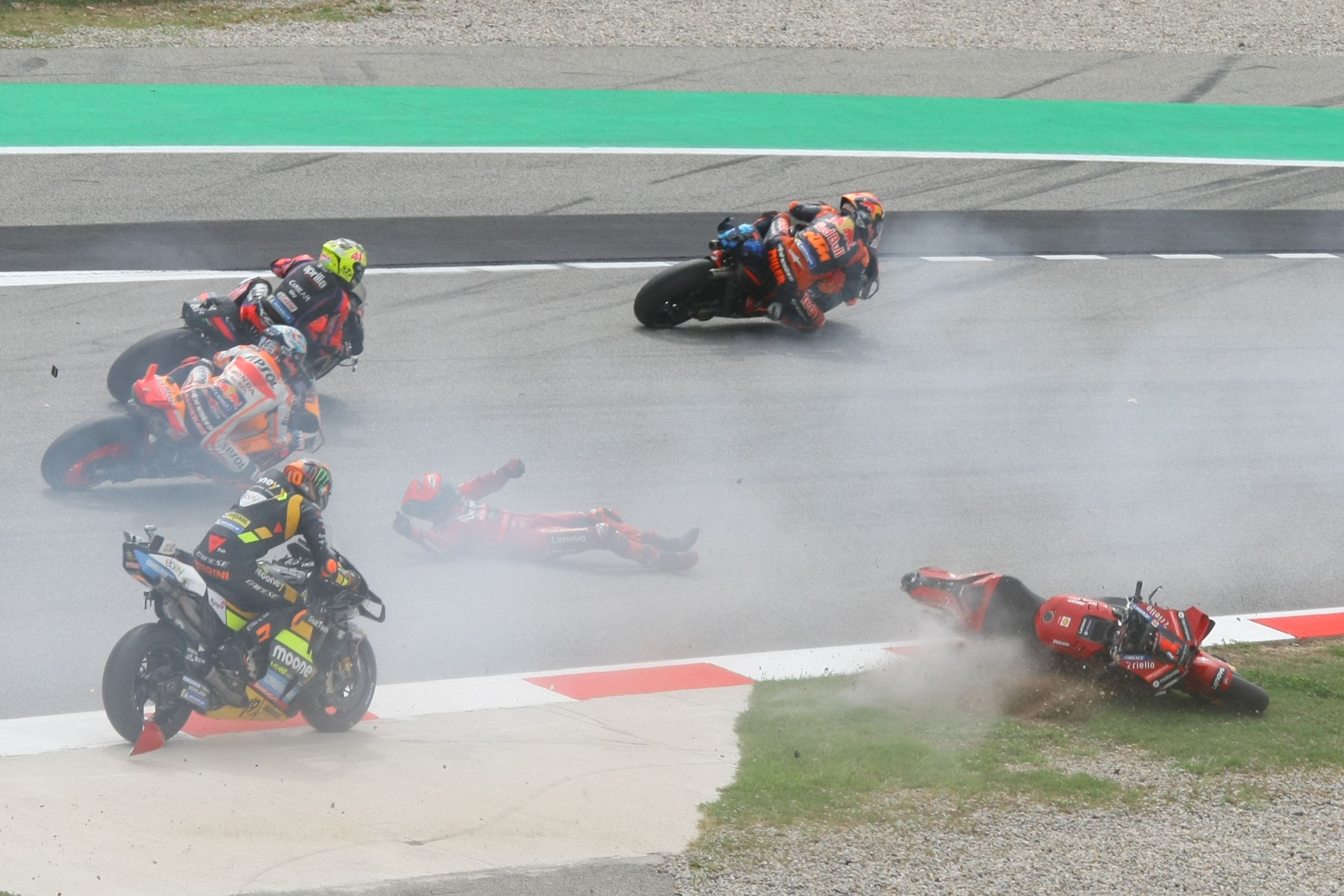 How do riders survive a MotoGP crash