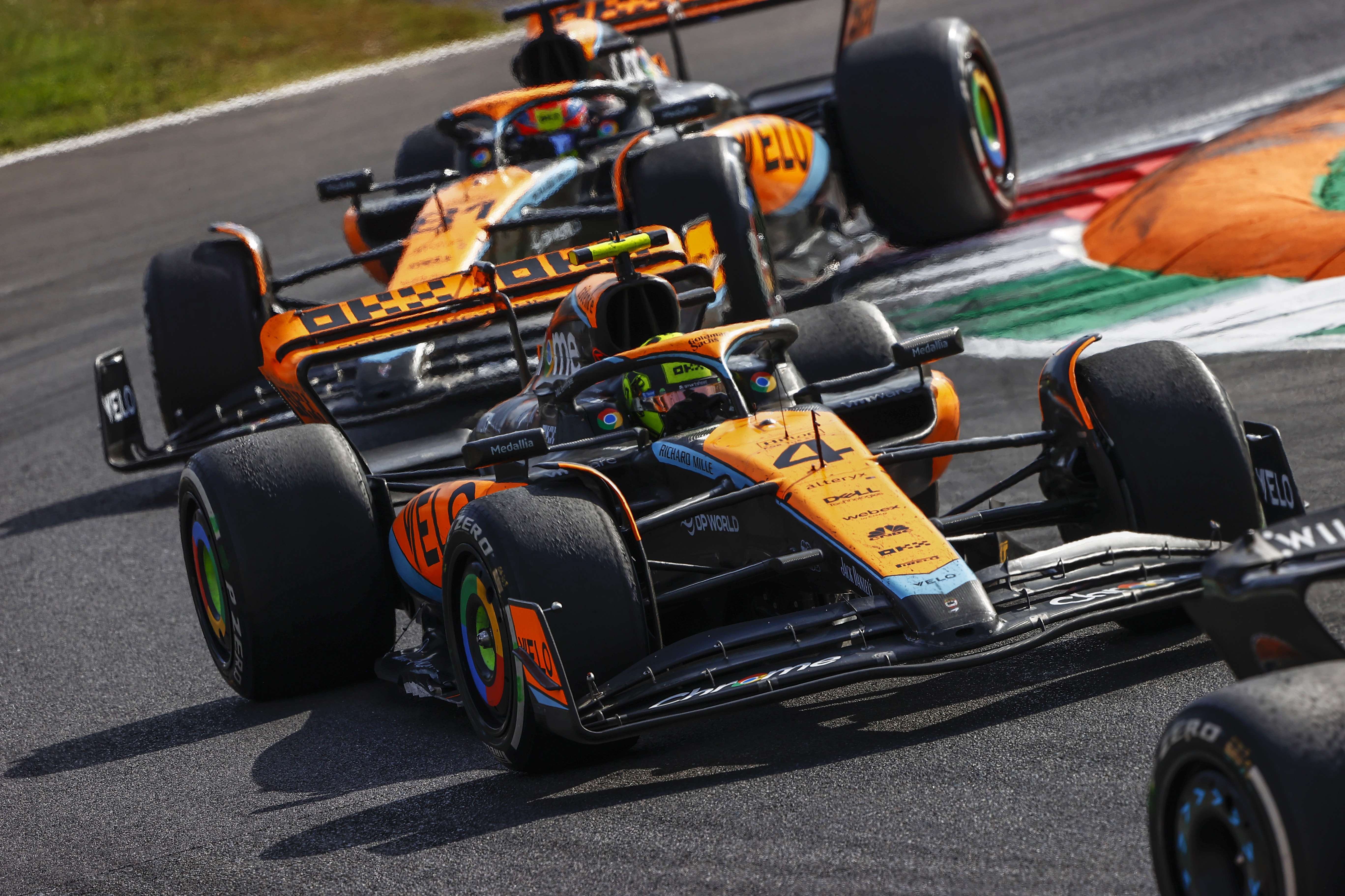 Lando Norris, Mclaren Mcl60, Leads Oscar Piastri, Mclaren Mcl60