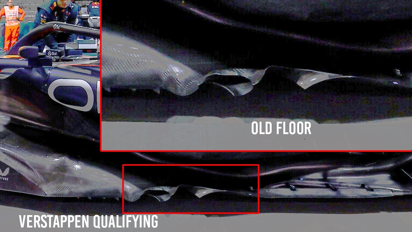 Max Verstappen floor comparison Red Bull F1