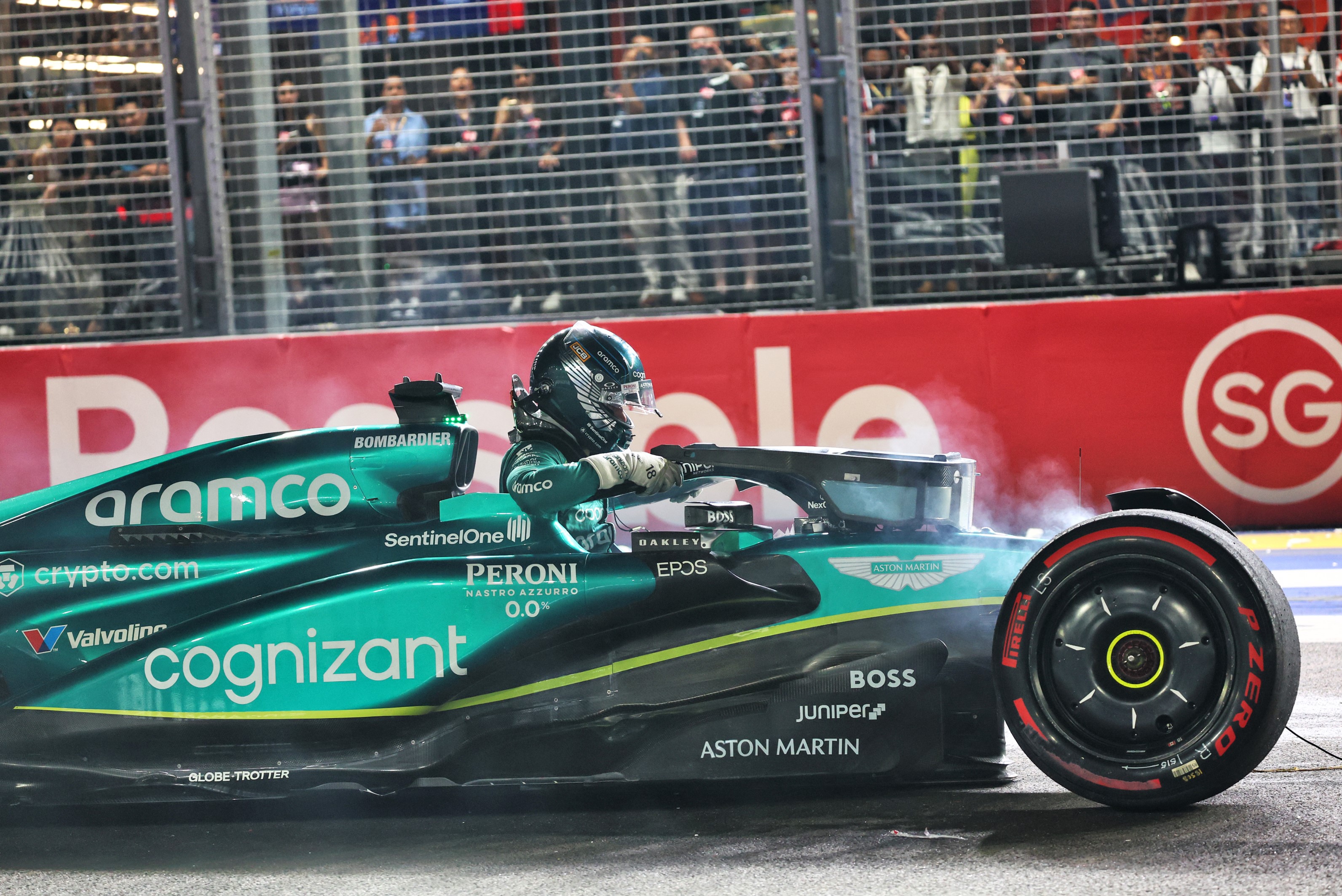 Lance Stroll crash Aston Martin F1 Singapore GP