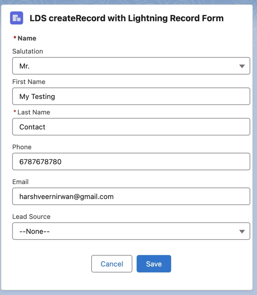 createRecordldsinlwc