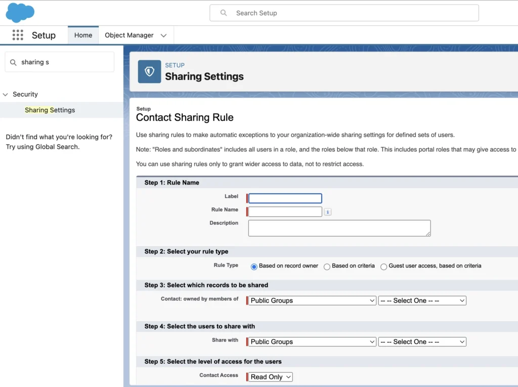 salesforce manual sharing