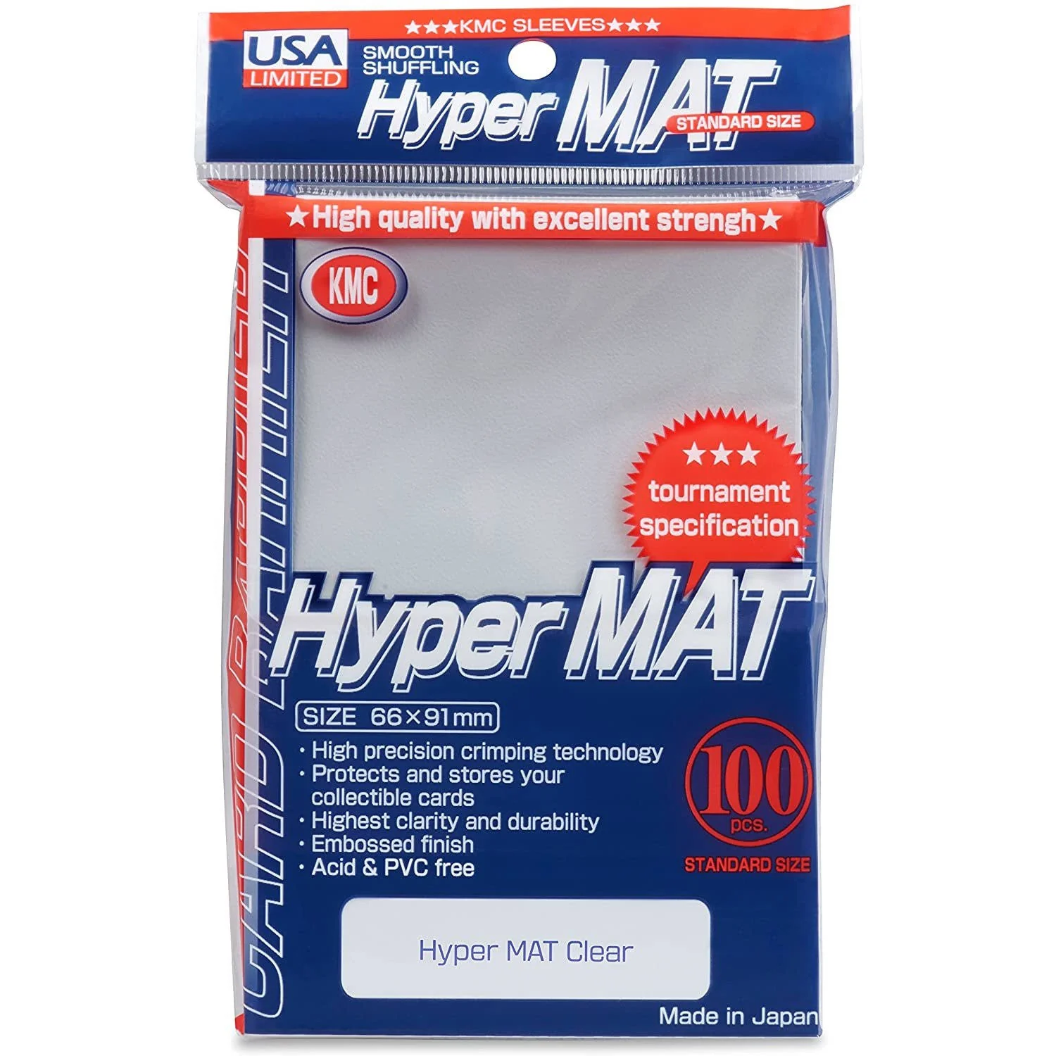 KMC HyperMat Standard Size Sleeves 66x91mm (100pcs) Clear