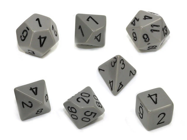 Chessex Dice Opaque Dark Grey / Black Polyhedral 7-Die Set (CHX 25410)