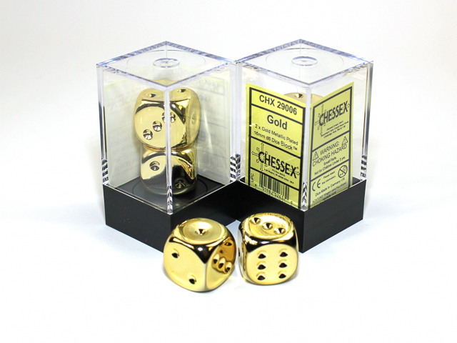 Chessex Dice 2 Gold Plated 16mm d6 (CHX 29006)