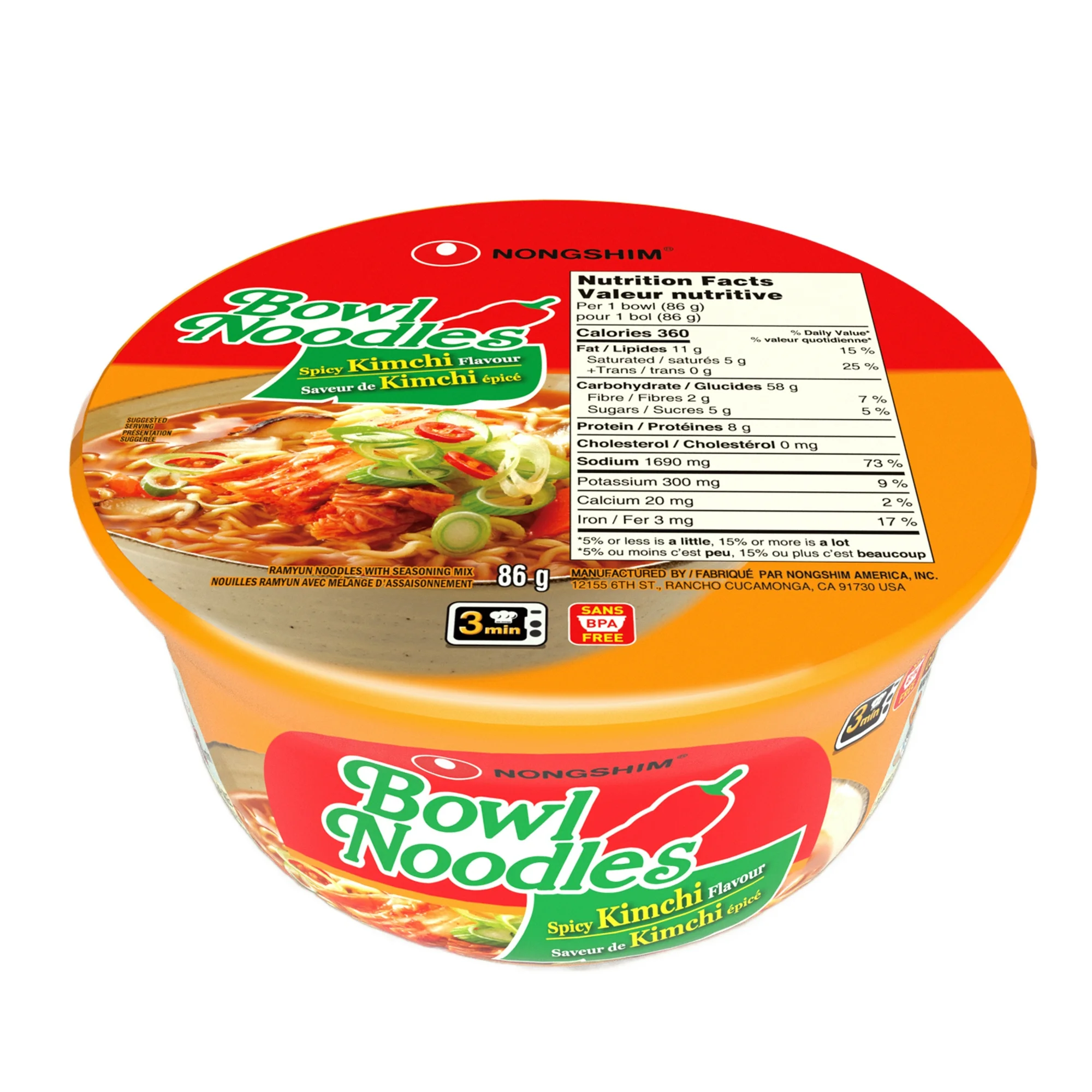 NONGSHIM Spicy Kimchi Bowl Noodles 