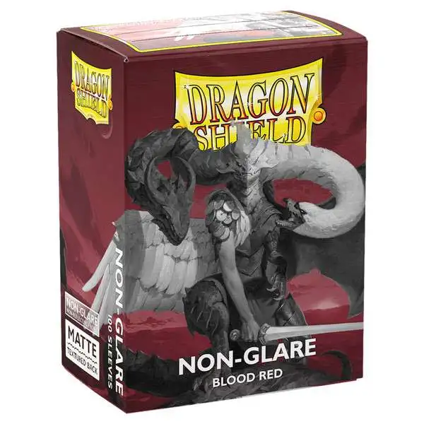 Dragon Shield Standard Size Non-Glare Matte Blood Red Black Sleeves (100pcs)
