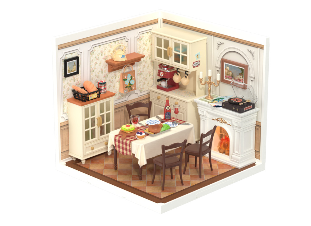 Rolife Super Creator DIY Miniature House Kit, Warm Dining Room