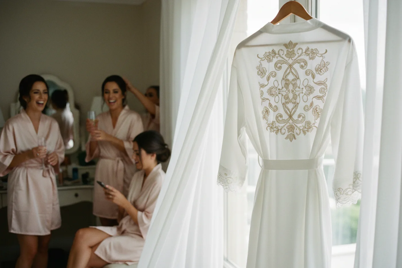 Personalised bridal robe for the wedding morning