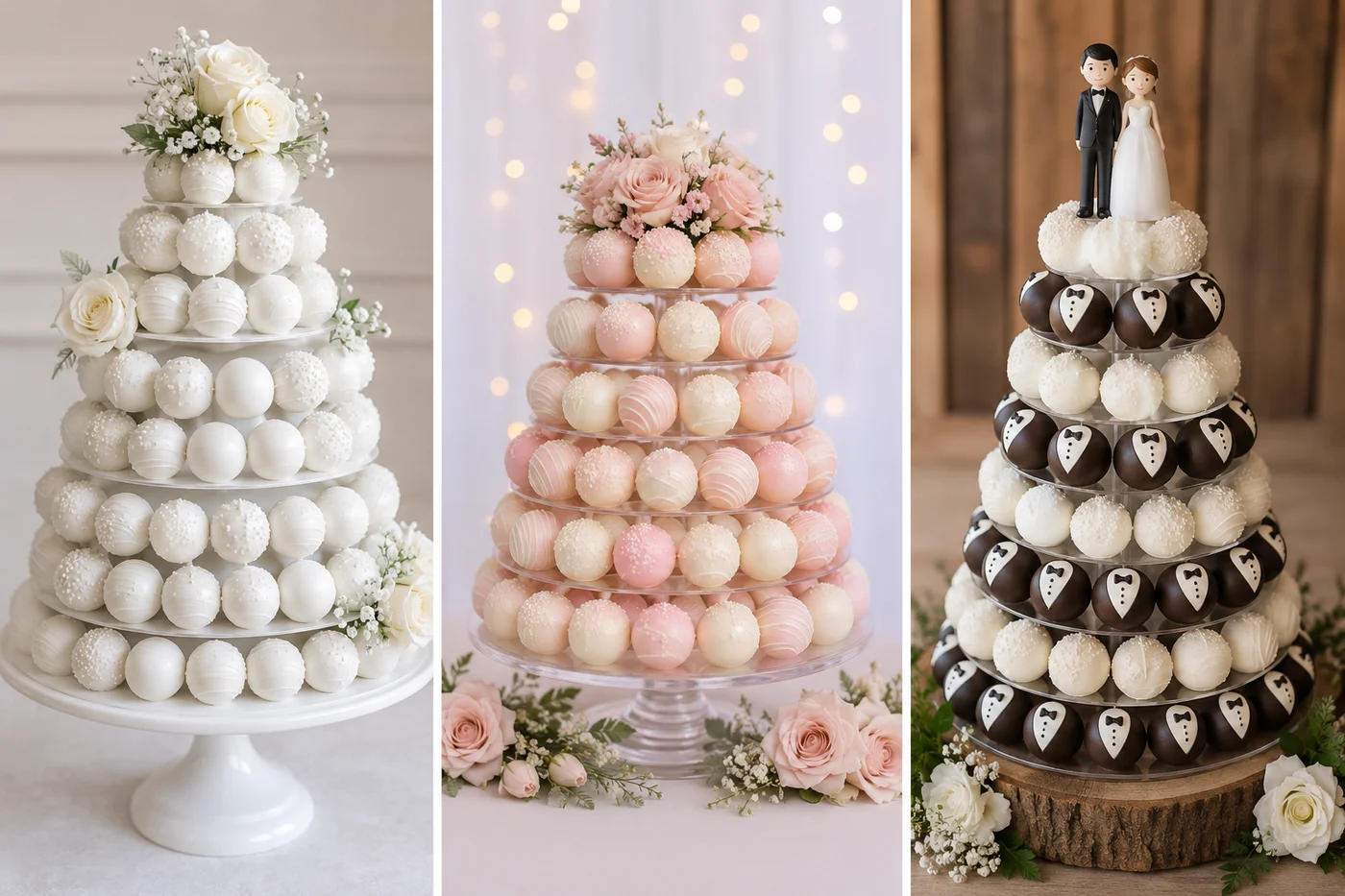 Elegant cake pop wedding cake arrangement