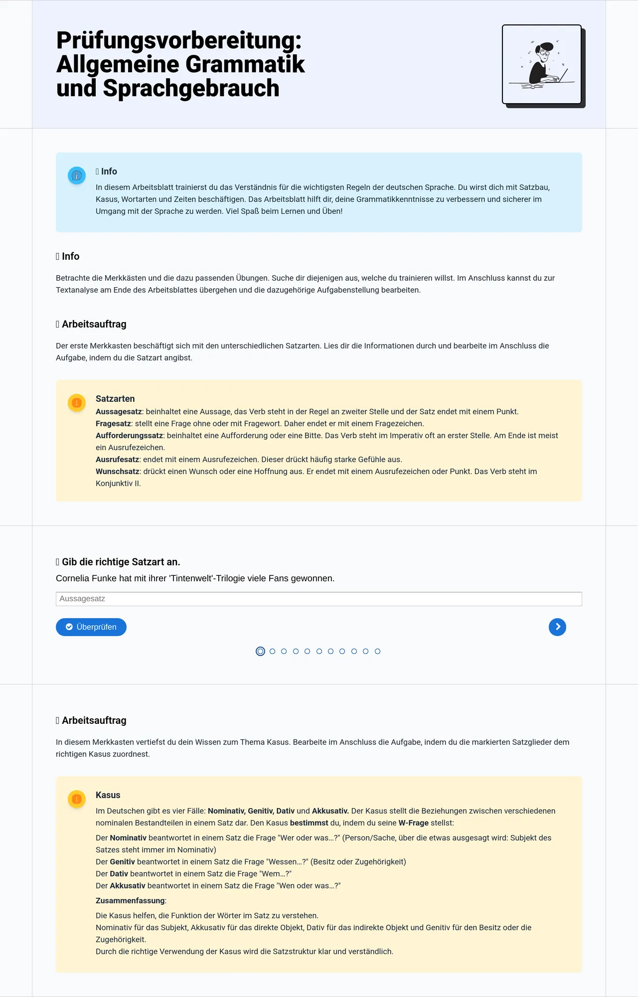 Prüfungsvorbereitung: Allgemeine Grammatik und Sprachgebrauch
