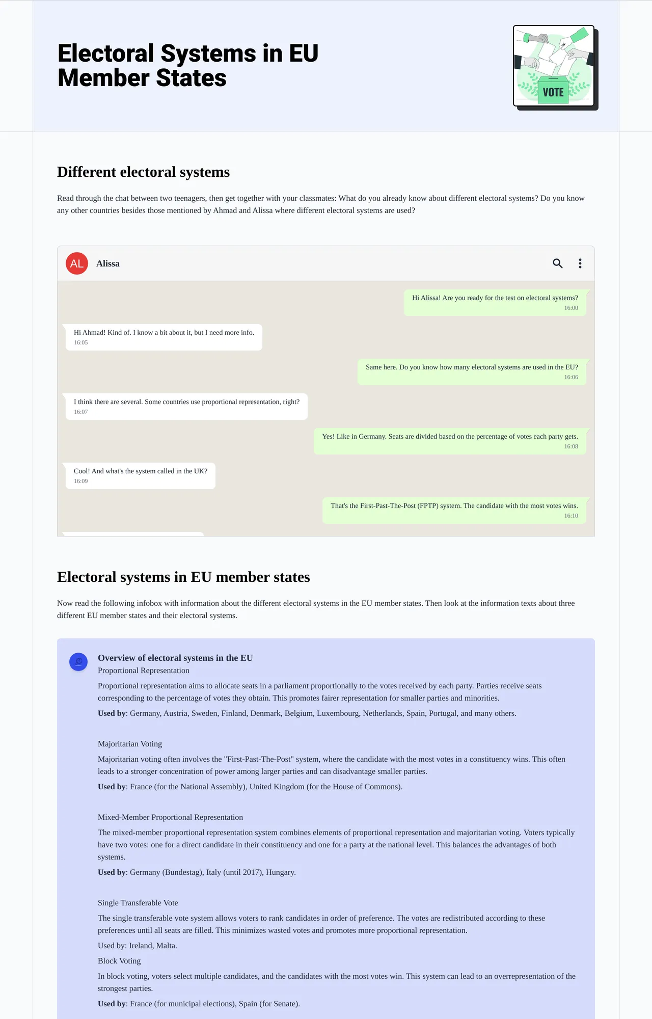 Electoral Systems in EU Member States