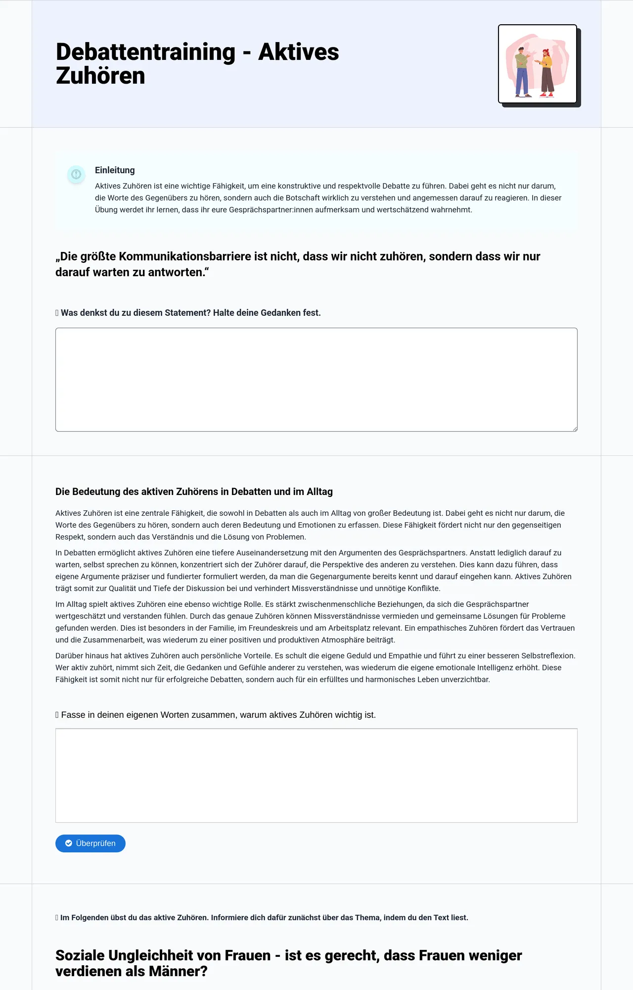 Debattentraining - Aktives Zuhören
